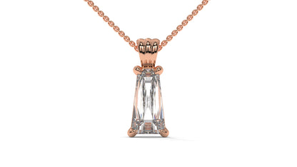 3.00 CTW Tapered Baguette Diamond Solitaire Pendant in 14K Rose Gold – Secure Claw-Prong Setting