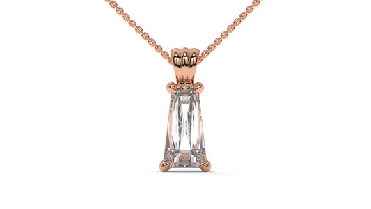 3.00 CTW Tapered Baguette Diamond Solitaire Pendant in 14K Rose Gold – Secure Claw-Prong Setting