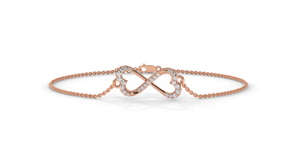 0.17 CTW Diamond Infinity Heart Bracelet in 14K Rose Gold – Eternal Love Design