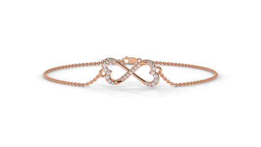 0.17 CTW Diamond Infinity Heart Bracelet in 14K Rose Gold – Eternal Love Design