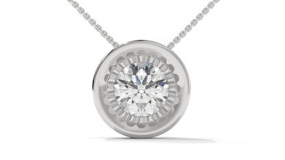 2.00 CTW Round Diamond Bezel-Set Solitaire Pendant in 14K White Gold