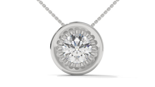 2.00 CTW Round Diamond Bezel-Set Solitaire Pendant in 14K White Gold