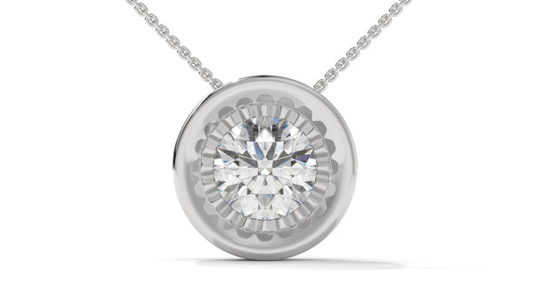 2.00 CTW Round Diamond Bezel-Set Solitaire Pendant in 14K White Gold