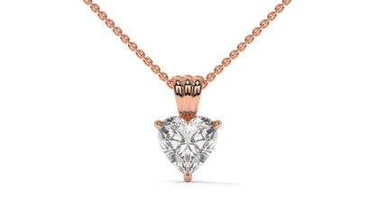 1.00 CTW Heart-Shaped Diamond Solitaire Pendant in 14K Rose Gold – Secure Claw-Prong Setting