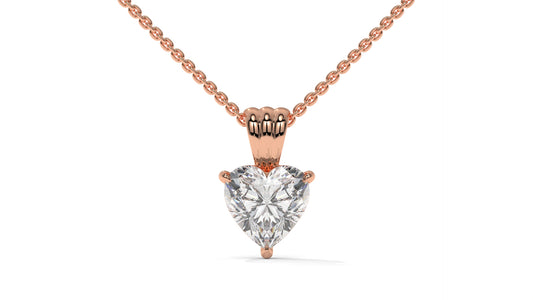 1.00 CTW Heart-Shaped Diamond Solitaire Pendant in 14K Rose Gold – Secure Claw-Prong Setting