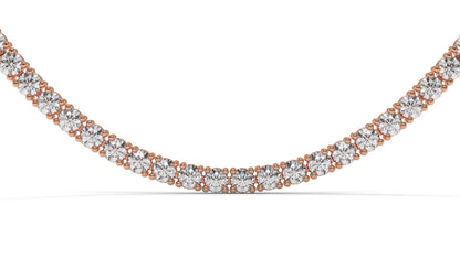 10 CTW Diamond Tennis Necklace in 14K Rose Gold – Classic Round Cut Single Row In 17 Inch