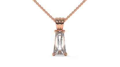 2.00 CTW Tapered Baguette Diamond Solitaire Pendant in 14K Rose Gold – Secure Claw-Prong Setting