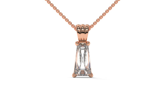2.00 CTW Tapered Baguette Diamond Solitaire Pendant in 14K Rose Gold – Secure Claw-Prong Setting