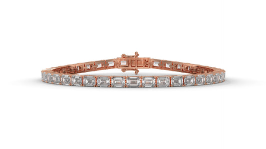 7.80 CTW Emerald Cut Diamond Classic Tennis Bracelet in 14K Rose Gold