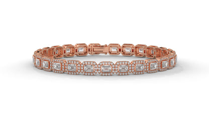 7.00 CTW Diamond Halo Bracelet in 14K Rose Gold - Luxury Statement Design