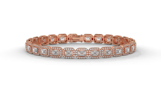 7.00 CTW Diamond Halo Bracelet in 14K Rose Gold - Luxury Statement Design