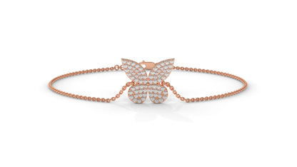 0.43 CTW Diamond Butterfly Bracelet in 14K Rose Gold – Pavé Butterfly Design