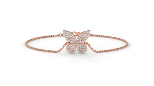 0.43 CTW Diamond Butterfly Bracelet in 14K Rose Gold – Pavé Butterfly Design