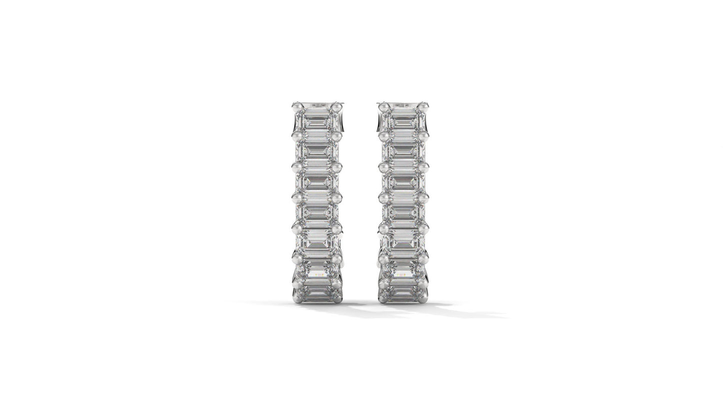 2.20 CTW Emerald-Cut Diamond Hoop Earrings in 14K White Gold