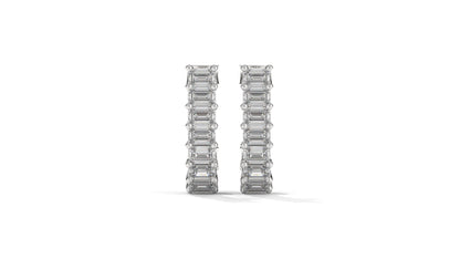 2.20 CTW Emerald-Cut Diamond Hoop Earrings in 14K White Gold