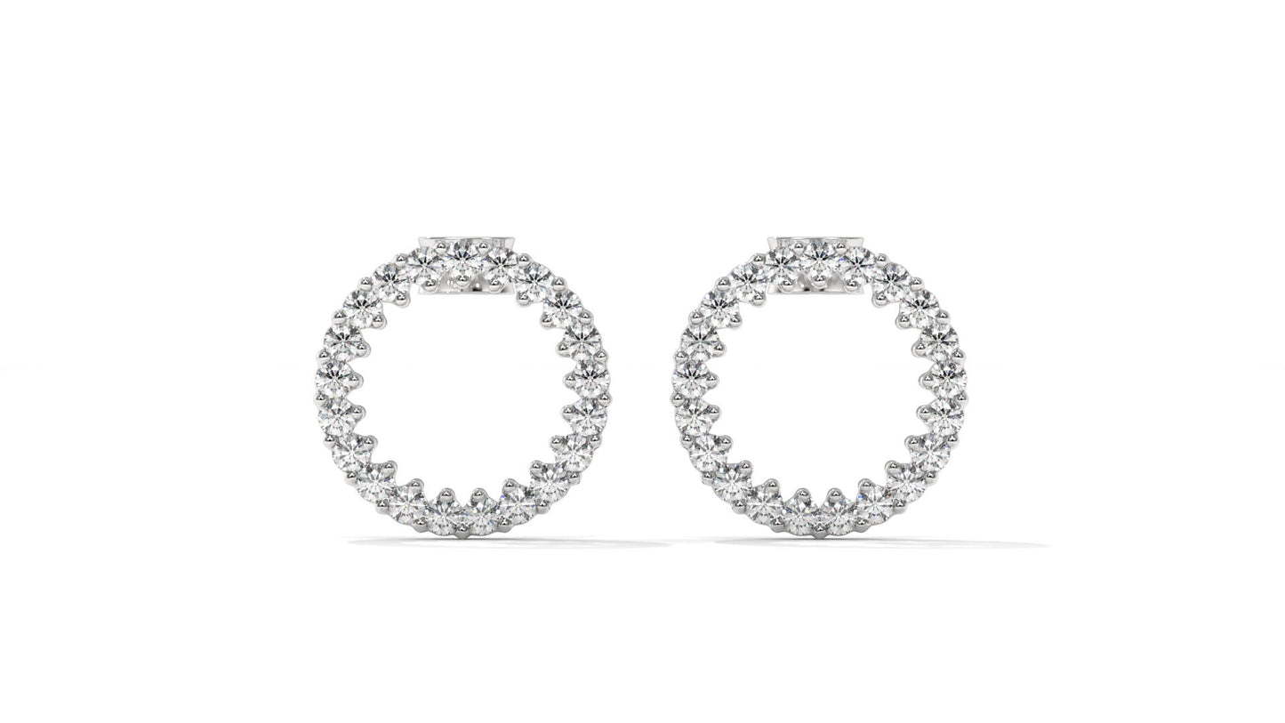 0.42 CTW Round Diamond Circle Hoop Earrings in 14K White Gold