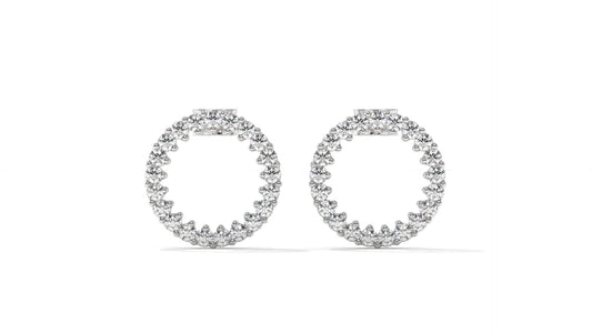 0.42 CTW Round Diamond Circle Hoop Earrings in 14K White Gold