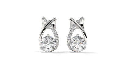 1.08 CTW Round Diamond Modern Drop Earrings in 14K White Gold