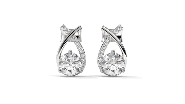 1.08 CTW Round Diamond Modern Drop Earrings in 14K White Gold