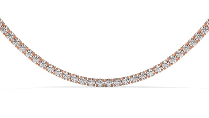 5 CTW Diamond Tennis Necklace in 14K Rose Gold – Classic Round Cut Single Row In 17 Inch