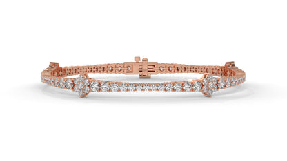 4.95 CTW Diamond Tennis Bracelet in 14K Rose Gold – Classic Round Cut Design