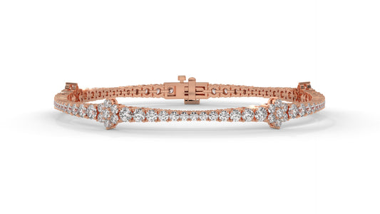 4.95 CTW Diamond Tennis Bracelet in 14K Rose Gold – Classic Round Cut Design