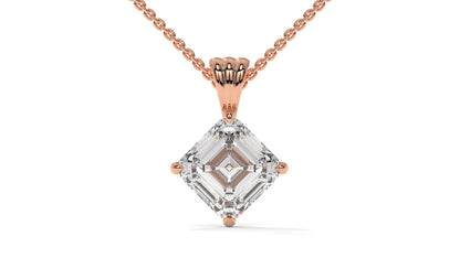 2.00 CTW Asscher-Cut Diamond Solitaire Pendant in 14K Rose Gold – Secure Claw-Prong Setting