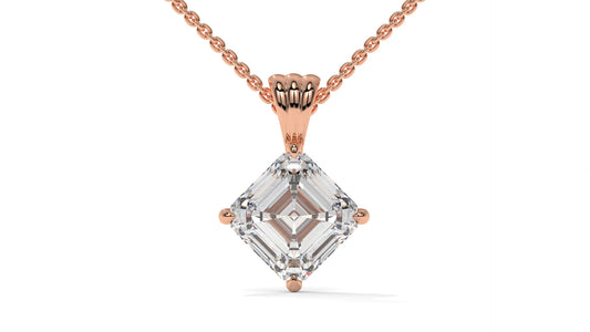 2.00 CTW Asscher-Cut Diamond Solitaire Pendant in 14K Rose Gold – Secure Claw-Prong Setting
