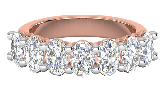 2.10 Ctw Luxurious Oval Cut Seven Stone Wedding Band With U-Shape Prong Setting In 14K Rose Gold
