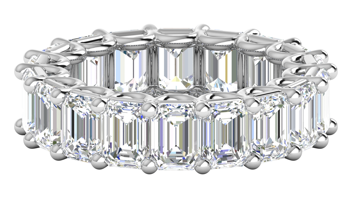 9.00 Ctw Emerald Cut Diamond Eternity Band Set In 14K White Gold