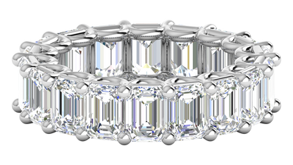 9.00 Ctw Emerald Cut Diamond Eternity Band Set In 14K White Gold