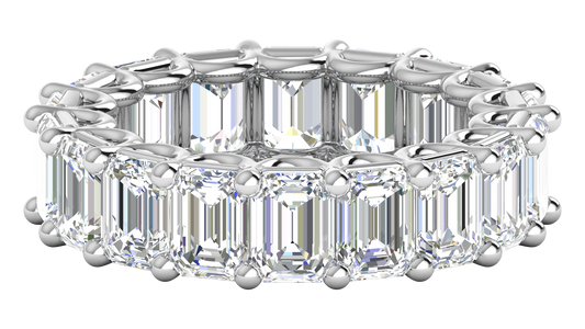 9.00 Ctw Emerald Cut Diamond Eternity Band Set In 14K White Gold
