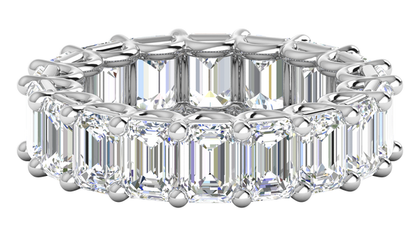 9.00 Ctw Emerald Cut Diamond Eternity Band Set In 14K White Gold