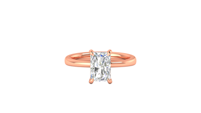 2.00 Ctw Radiant Cut Solitaire Engagement Ring Set In 14K Rose Gold