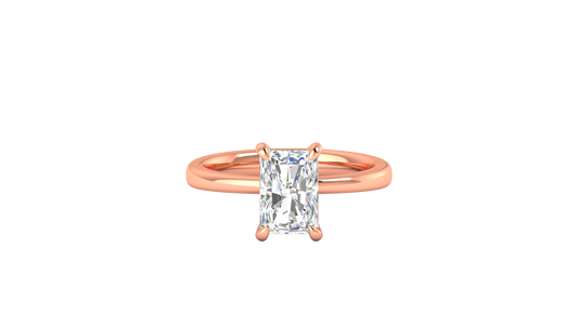 2.00 Ctw Radiant Cut Solitaire Engagement Ring Set In 14K Rose Gold