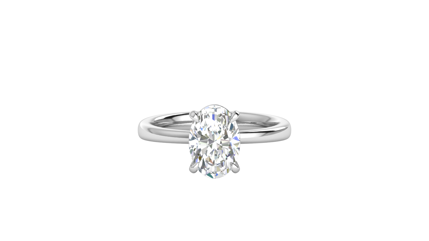 2.00 Ctw Oval Cut Solitaire Engagement Ring Set In 14K White Gold