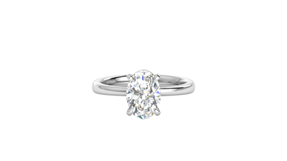 2.00 Ctw Oval Cut Solitaire Engagement Ring Set In 14K White Gold