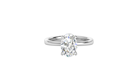 2.00 Ctw Oval Cut Solitaire Engagement Ring Set In 14K White Gold