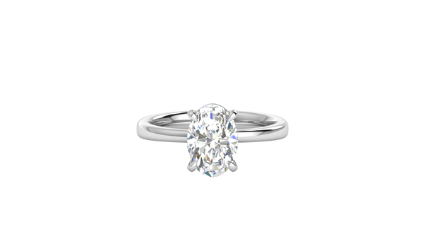 2.00 Ctw Oval Cut Solitaire Engagement Ring Set In 14K White Gold