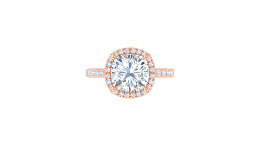 4 Carat Cushion-Cut Halo Engagement Ring With Pavé Diamond Band In 14K Rose Gold