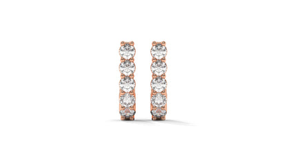 0.74 CTW Round Diamond Hoop Earrings In 14K Rose Gold  – Shared-Prong Setting