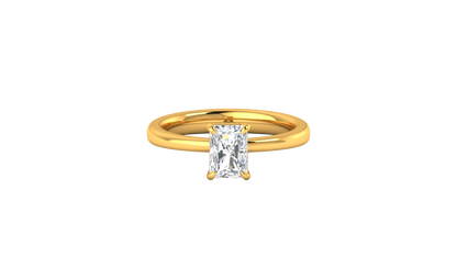 1.00 Ctw Radiant Cut Solitaire Engagement Ring Set In 14k Yellow Gold