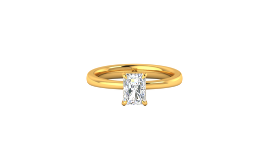 1.00 Ctw Radiant Cut Solitaire Engagement Ring Set In 14k Yellow Gold