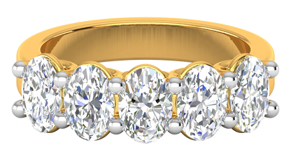 2.50 Ctw Luxurious Oval Cut Five-Stone Wedding Band With U-Shape Prong Setting In 14K Yellow Gold