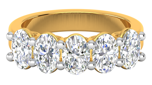 2.50 Ctw Luxurious Oval Cut Five-Stone Wedding Band With U-Shape Prong Setting In 14K Yellow Gold