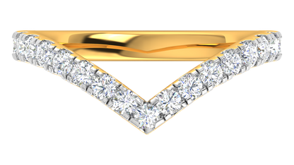 0.63 Ctw Elegant Diamond Chevron Ring Set In 14K Yellow Gold