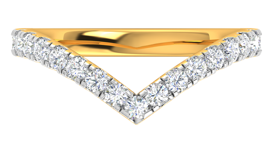 0.63 Ctw Elegant Diamond Chevron Ring Set In 14K Yellow Gold