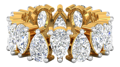 7.00 Ctw Pear Cut Diamond Eternity Band Set In 14K Yellow Gold