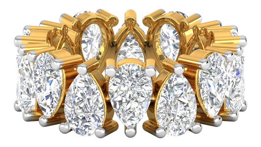 7.00 Ctw Pear Cut Diamond Eternity Band Set In 14K Yellow Gold
