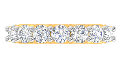 2.80 CTW Round Diamond 7 - Stone Wedding Band in 14K Yellow Gold - U - Shape Prong Setting